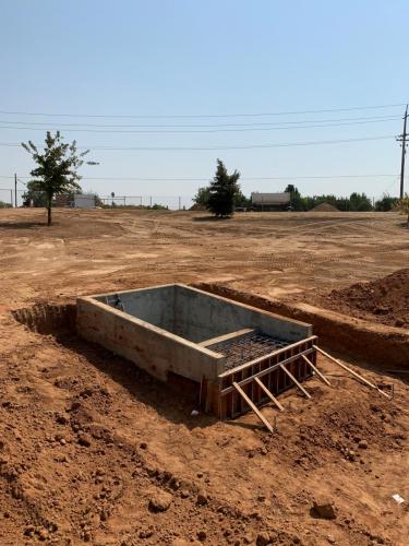 Unfinished outfall structure at Fancher Creek Detention Basin