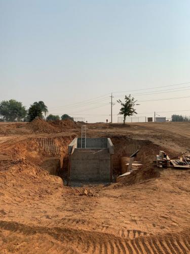 Unfinished Outfall structure in Fancher Creek Detention Basin