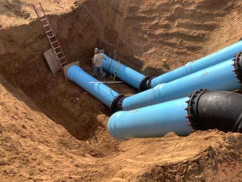 underground pipe in a trench