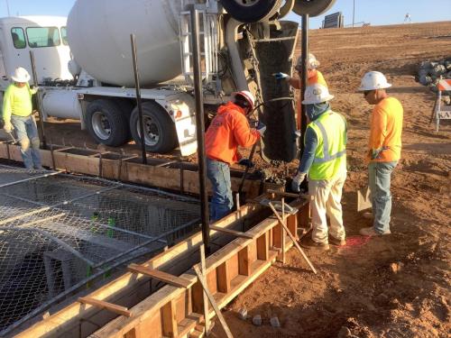 Pump Station Structure Concrete Pour with 4 concrete finishers.
